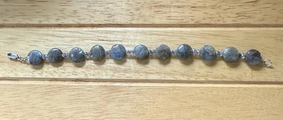 Sterling Silver Labradorite Beaded Bracelet 8" Round Very Pretty! - Image 1 of 4