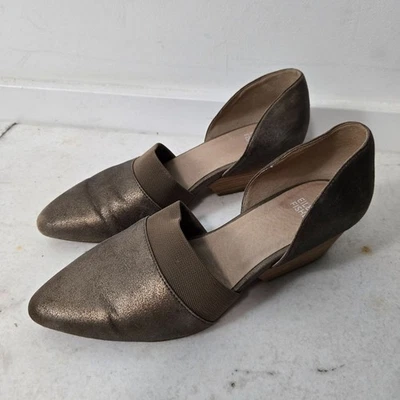 Zapatos de salón de cuña Hilly talla 8,5 Eileen Fisher D’Orsay bronce metálico Foto 1 de 4