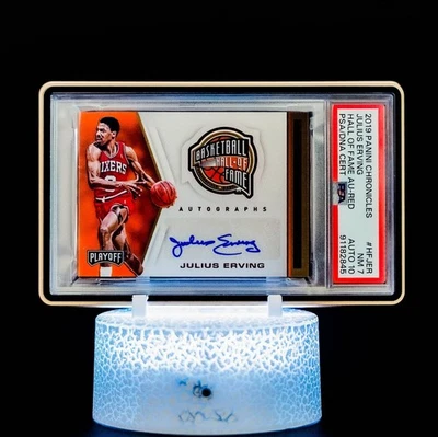 Julius Erving 2019 Panini Chronicles Hall of Fame Autographs / PSA NM 7, Auto 10 - Image 1 of 4
