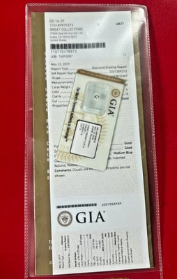 GIA CERTIFICATED DIMOND ROUND BRILLIANT 0.37 CT COLOR L, CLARITY 12, CUT G - Image 1 of 2