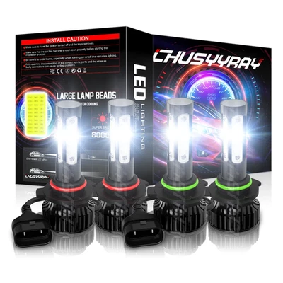 Combo 4x 9005+9006 LED Headlight Kit Bulbs High Low Beam Cool White Super Bright - Image 1 of 4