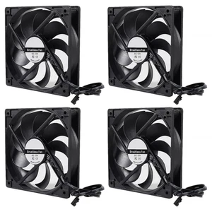 4er-Pack 120 mm 120 x 120 x 25 mm 12 V schwarz Computer Gehäuselüfter Hochleistungskühlung - Bild 1 von 12