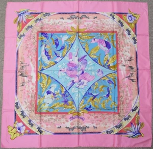 Authentic HERMES "TROPIQUES" Pink 100% Silk Scarf #61472 - Picture 1 of 9