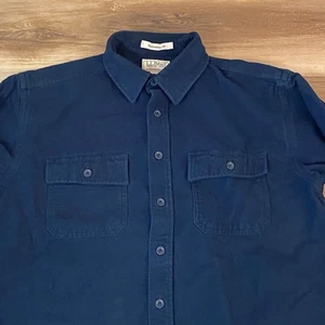 LL Bean Chamois Cloth Shirt Traditional Fit Large Tall Navy Blue LT Flannel - Picture 1 of 9