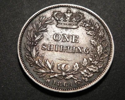 Great Britain 1861 Shilling - Queen Victoria - High Grade Silver Coin - Image 1 of 2