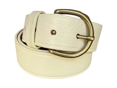 NWOT Madewell Italian Cream Color Leather Belt W/ Brass Buckle Size Medium - Image 1 of 4