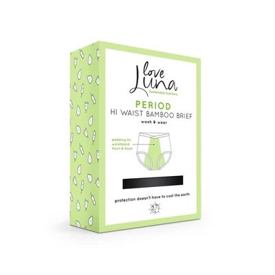 Love Luna Cintura Alta BAMBOO Período Bragas Calzoncillos Menstruación Ropa Interior Negro Foto 1 de 4