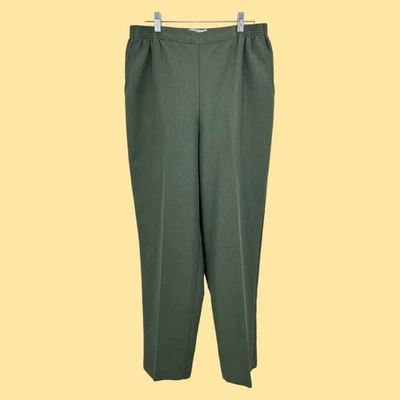 Koret US 14 American VINTAGE 90s Wool Blend Green Relaxed Mom Granny Pants - Image 1 of 4