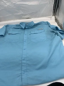 Realtree Fishing Mens 2XL Blue Button Up Short Sleeve Vented Pocket Outdoor - Picture 1 of 6