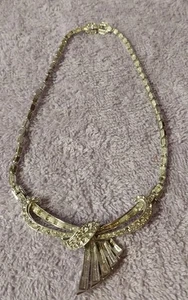Vintage MARCEL BOUCHER #7035 Necklace Baguette Silver Tone 15” Missing Stones - Picture 1 of 13