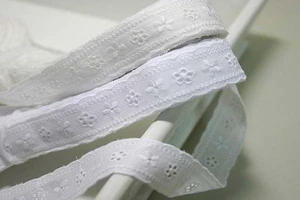 14Yds Broderie Anglaise cotone occhiello pizzo bordo 0,8" bianco YH930 laccio2013 - Foto 1 di 1
