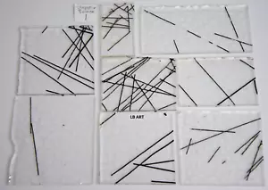 LOT 1 - 11 OUNCES BLACK CHOPSTIX ON CLEAR BULLSEYE 3mm THICK GLASS SCRAP 90 COE - Picture 1 of 3