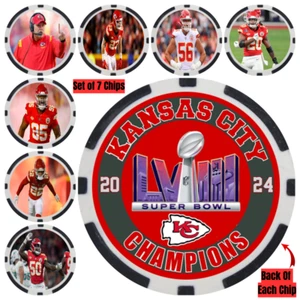 KANSAS CITY CHIEFS 2024 SUPER BOWL LVIII CHAMPS - POKER CHIP SET (7) - Picture 1 of 2