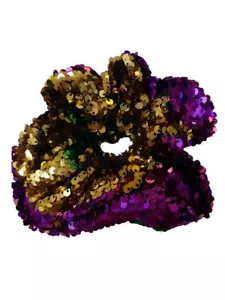 Lentejuela grande Mardi Gras Scrunchie púrpura verde oro - Imagen 1 de 2