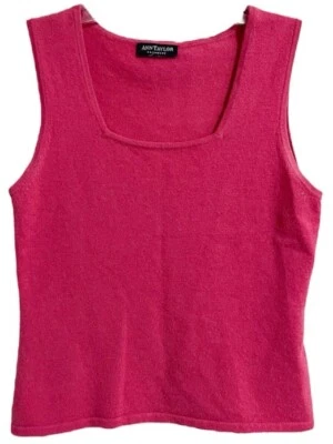 Suéter Ann Taylor Sin Mangas Cachemira Top Cuello Cuadrado XS Rosa Barbie Defectuoso Foto 1 de 4