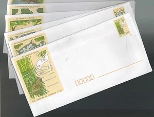 Série de 6 Enveloppes illustrées + 6 cartes+Timbrée+Fable de la Fontaine - Imagen 1 de 2