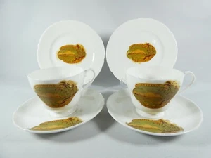 Vintage Art Deco Shelley Bone China Pair Cairns Souvenir Teacup Trios Set Plate - Bild 1 von 5