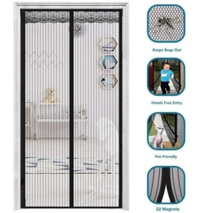 Magnetic Screen Door Mesh Curtain Durable Heavy Duty Mosquito Net Bug Hands Free - Picture 1 of 5