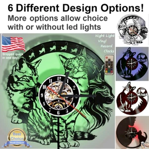 Cats Kittens vinyl record wall clock w/wo LED back light cat tree toy shirt art - Picture 1 of 12