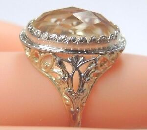Antique Vintage Estate Citrine Ring 14K Gold Ring Size 5 UK-J1/2 Engagement Fine