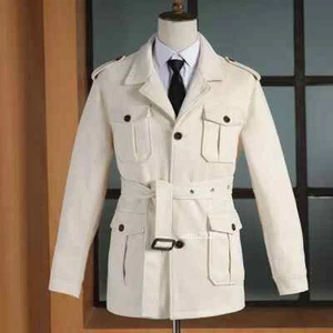 Mens Retro Suede Jacket Multi Pockets Belted Coat Casual Hunting Outwear - Picture 1 of 15