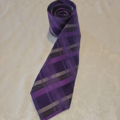 Kenneth Cole Reaction Mens Silk Neck Tie Purple Dot Pattern Classic Colorful - Image 1 of 4