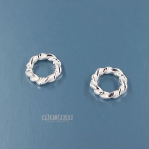 2 Sterling Silver Twist Rope Closed Jump Rings / Spacer Beads 2.2x 10.6mm #33147 - Picture 1 of 3
