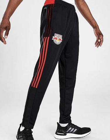 Men’s Adidas New York Red Bulls Soccer Travel Pants Black / Red Size XL NEW Cover