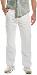 7 For All Mankind Mens Utility Workwear Jeans Size 34 x 30 NWT White Denim Pants - Picture 1 of 10