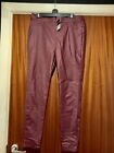 PEACOCKS WOMENS PVC LOOK TROUSERS SIZE 16 BURGUNDY NEW Will Fit Size 14 