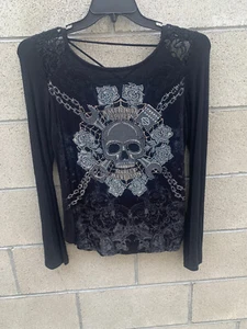 Top HARLEY-DAVIDSON impreziosito da spirito americano con dettagli in pizzo taglia S nuovo con etichette - Foto 1 di 5