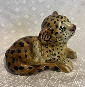 Vintage Ceramic Clay Leopard Jaguar Statue Figurine Sculpture Italy Or Portugal - Picture 1 of 8