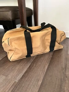 Boyt vintage tan beige cotton canvas large padded base duffle bag 25 in - Picture 1 of 12