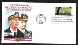 #2559f 29c WWII-1941: A World at War -Ruben James Sunk- Fleetwood FDC - Picture 1 of 2