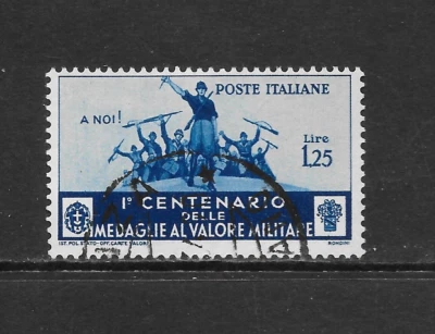 ITALIA SCOTT 338 USADO FINO - 1934 1,25 L DK EDICIÓN AZUL - MEDALLA DE VALOR Foto 1 de 2