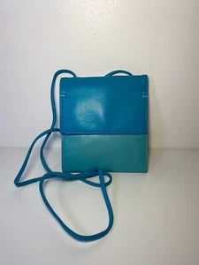 Tula by Radley Leather Mini Crossbody Bag Turquoise Pre-owned with Belt loop - Picture 1 of 11