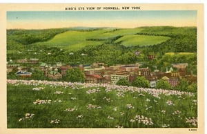 HORNELL NEW YORK NY AERIAL VIEW OF HORNELL UNUSED LINEN POSTCARD - Picture 1 of 2