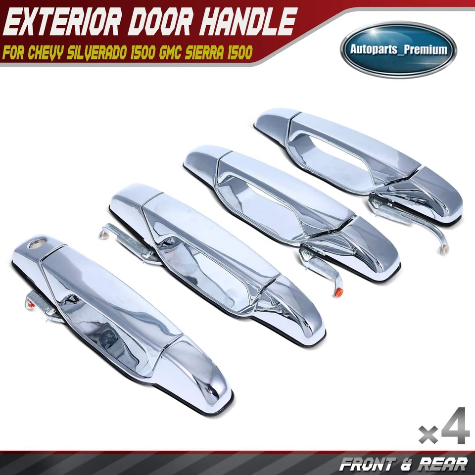 4x Manija de puerta exterior de metal mejorada para Chevrolet Silverado GMC delantera y trasera Foto 1 de 4