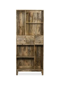 SOLID MANGO WOOD LIGHT INSET BOOKCASE NEW INDIAN FURNITURE  - Picture 1 of 3