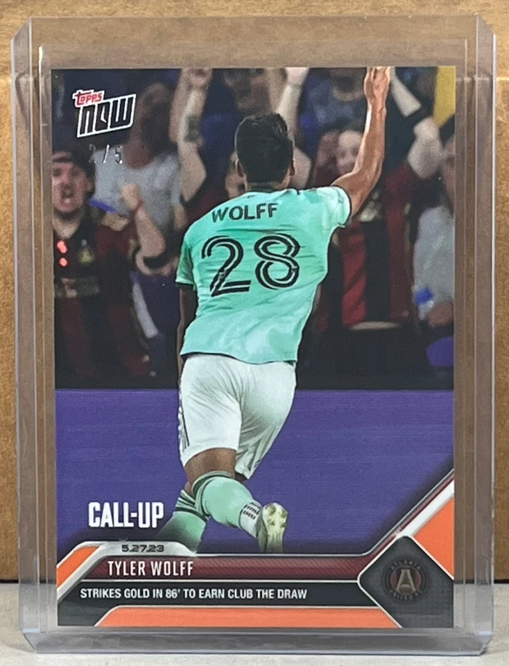 2023 TOPPS NOW MLS #120 TYLER WOLFF ATLANTA UNITED Call-Up Orange Parallel 2/5 - Image 1 of 3