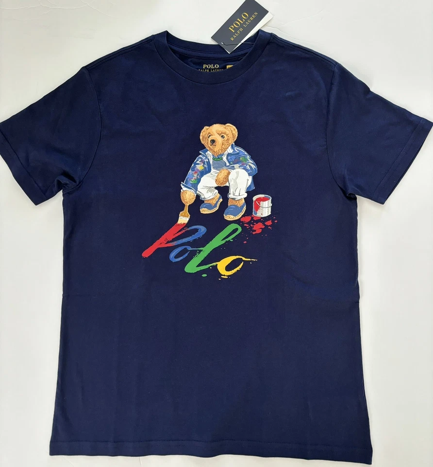 NWT, Boys POLO RALPH LAUREN Navy Short Sleeved Polo Bear T-Shirt. Size 5 - Image 1 of 1