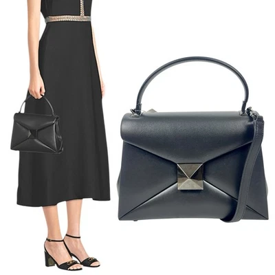 NEW Valentino Garavani One Stud Small Top Handle Leather Flap Bag Black Women - Image 1 of 4