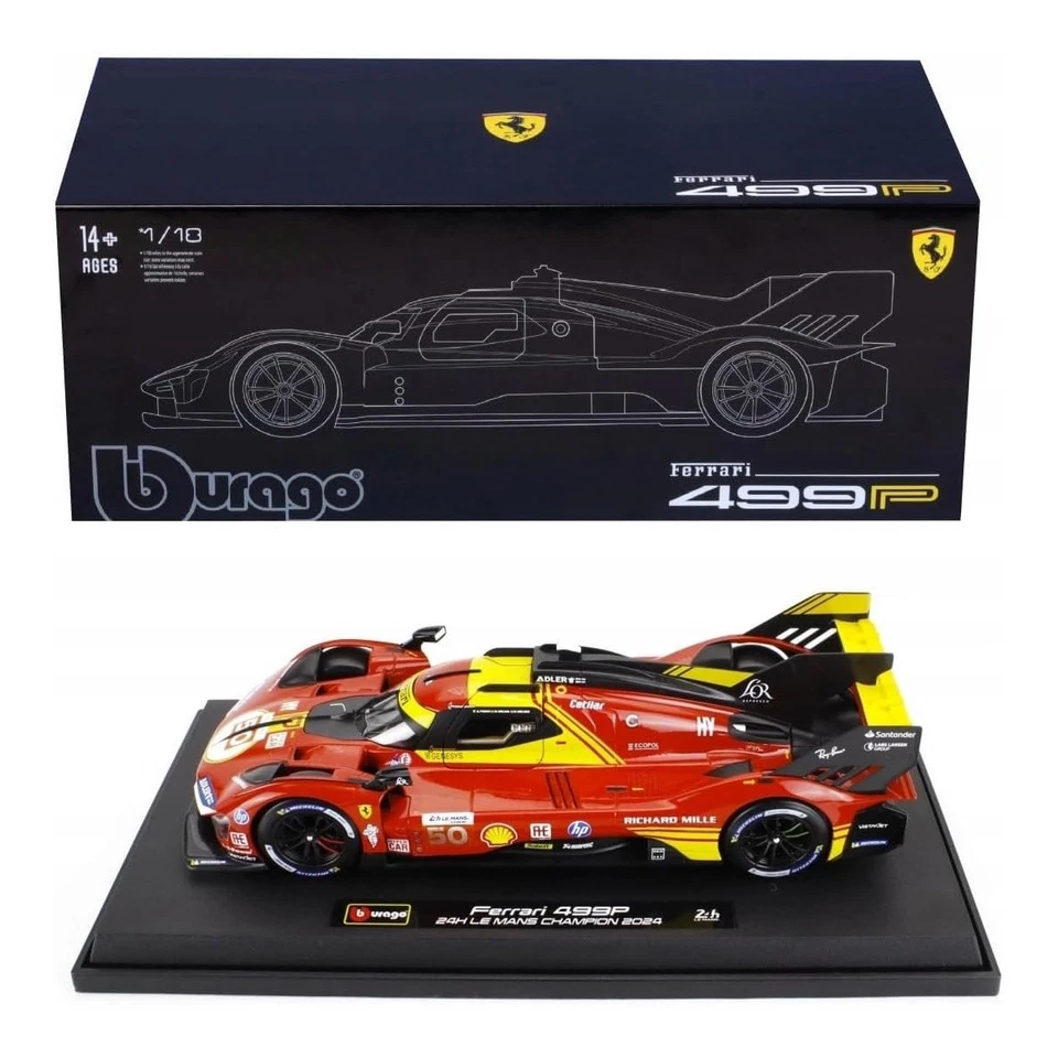 1/18 BURAGO - FERRARI - 499P 3.0L TURBO V6 TEAM FERRARI AF CORSE 18-16312-50-VET