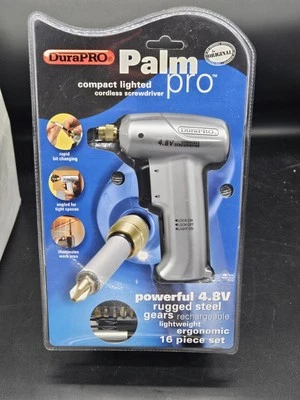 DuraPRO Palm Pro 4.8V Compact Lighted Cordless Screwdriver Drill 16 Piece NEW - Image 1 of 4