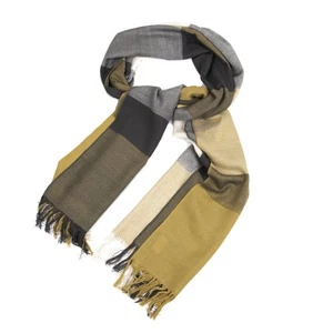 MARGARET HOWELL Silk Blend Check Fringe Stole Size F(K-161422) - Picture 1 of 9