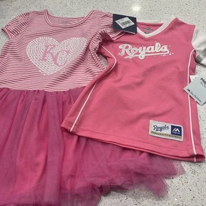 NWT Kansas City Royals Girl Pink Dress 6X & Jersey Tee Size 5/6 Bundle $58 - Picture 1 of 12
