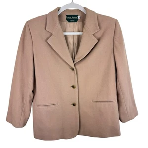 Harve Benard Vintage Tan Collared Wool Nylon Cashmere Button Up Pea Coat Size 12 - Picture 1 of 5