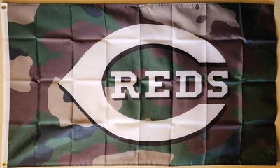 Cincinnati Reds Camo Woodland Camouflage MLB Baseball Flag 3x5Ft W/ Grommets - Image 1 of 2