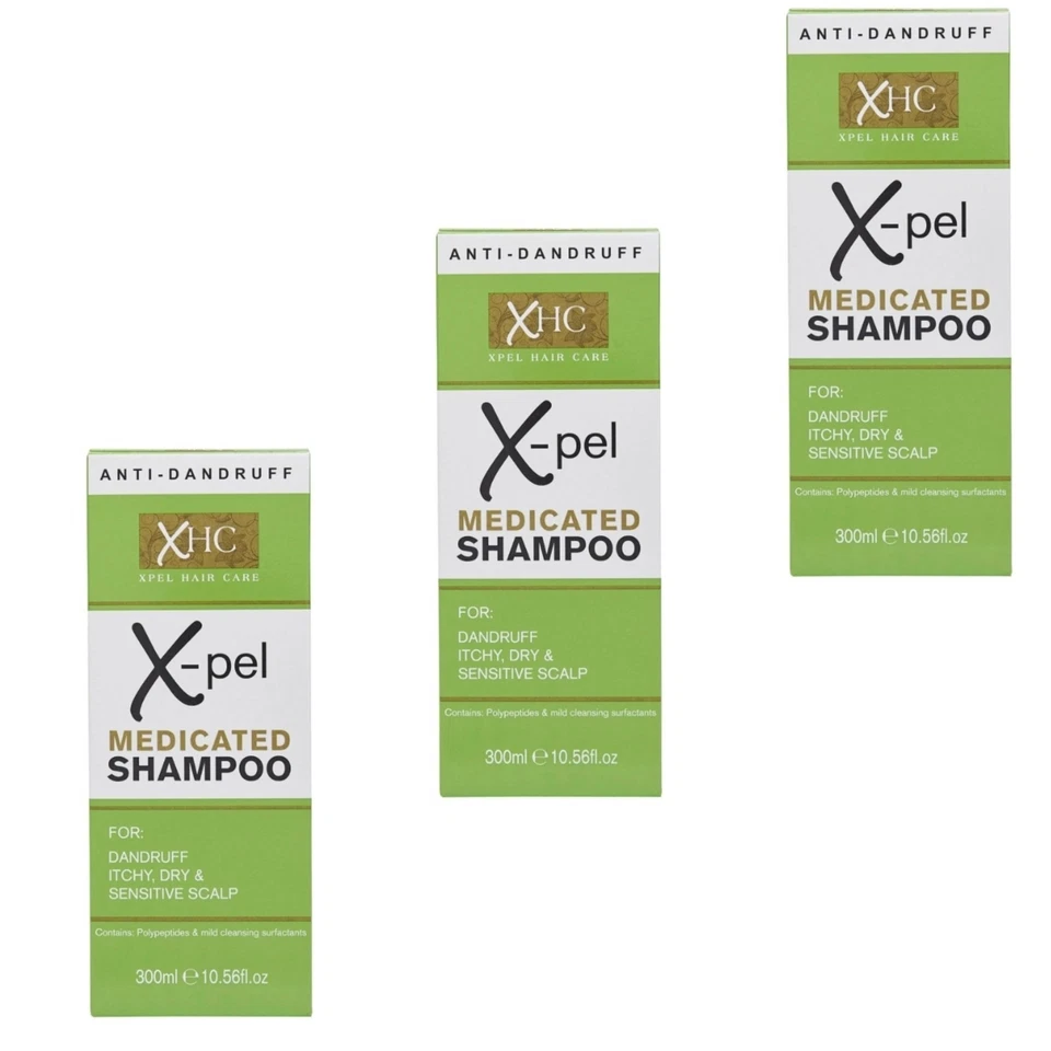 XPEL HAIR CARE Xpel Medicated Shampoo Treatment for Dandruff Psoriasis Dry Itchy Scalp (3 X 300
