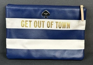 Bolso Kate Spade “Get Out of Town” Azul Blanco Rayas Cuero y Algodón Cremallera - Imagen 1 de 10